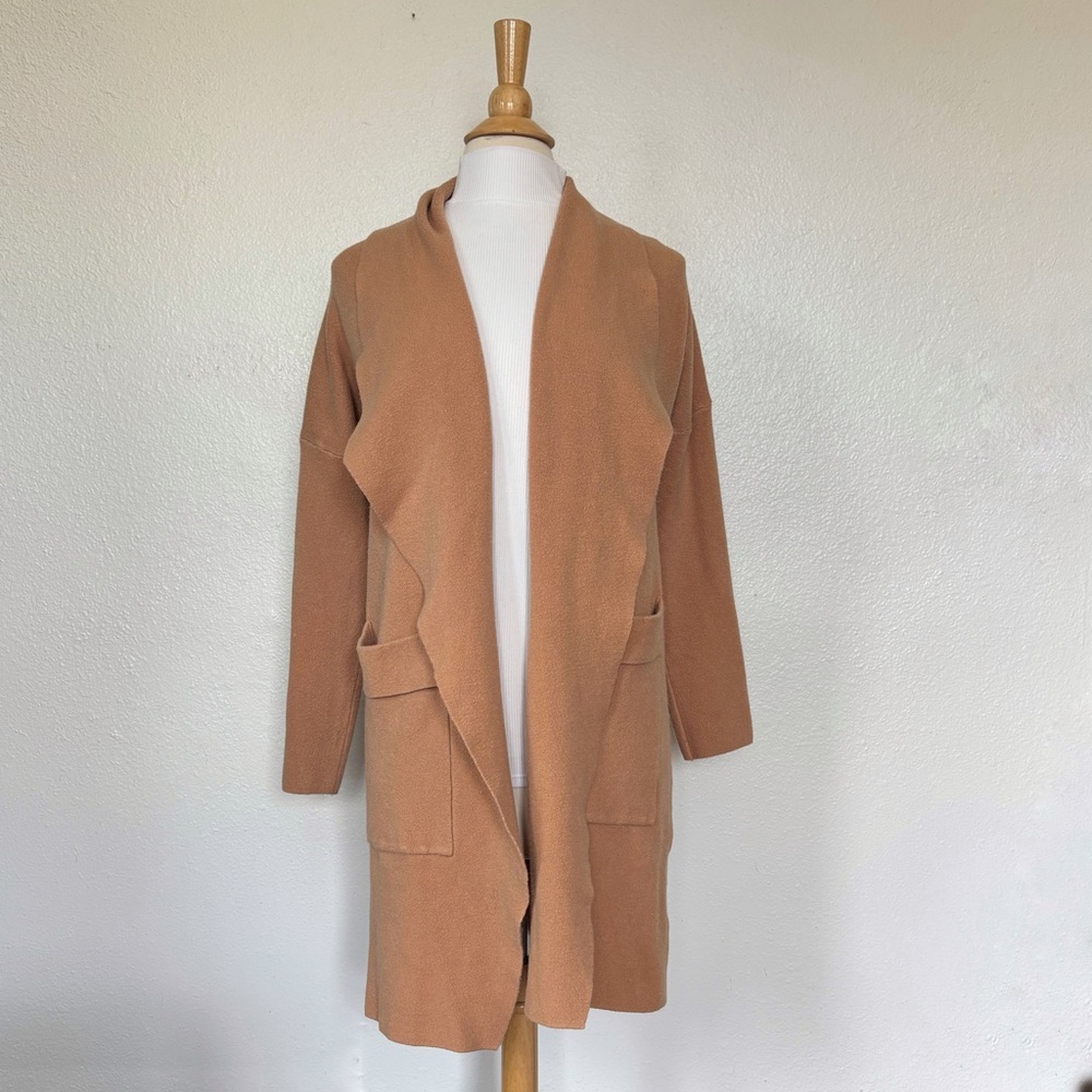 Elegant Brown Open-Front Cardigan